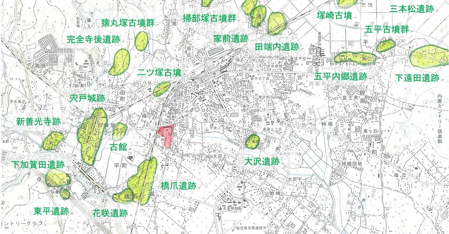 友中学区遺跡地図下